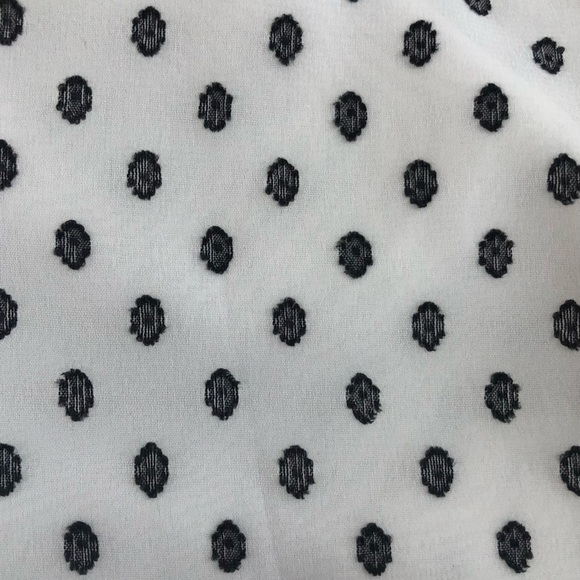 Banana Republic white & black long sleeve v neck polka dot blouse sheer arms, S - Picture 4 of 7